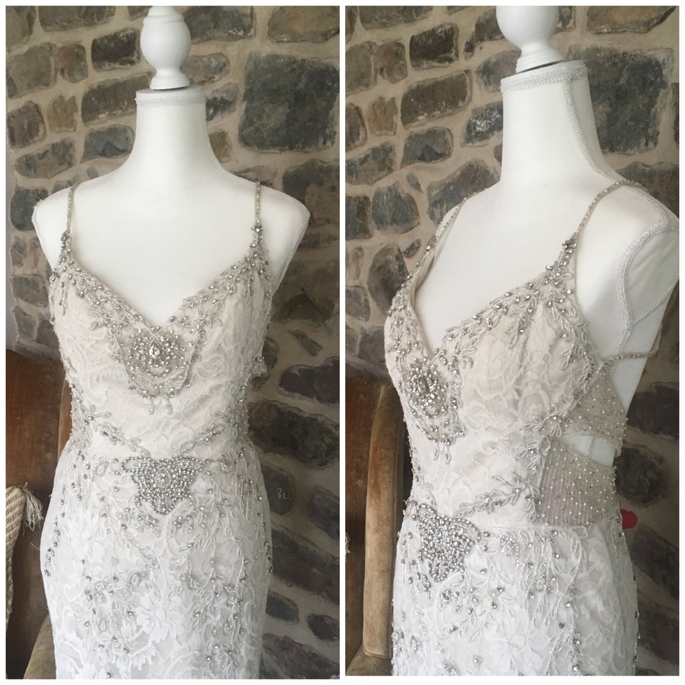 Alvina Valenta Wedding Dress Gown Beaded Lace 12* - Picture 4 of 10
